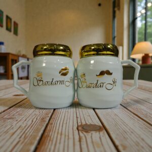 White Sardar Ji & Sardarni Ji Couple Mug Set