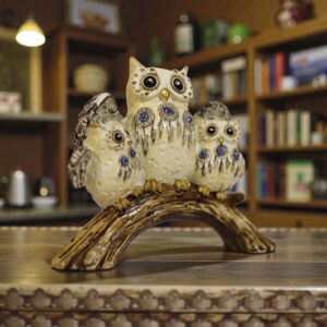 Elegant Owl Family Showpiece