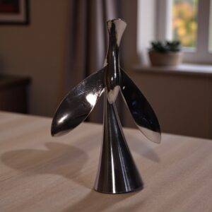 Sleek Metal Balancing Spinner Sculpture