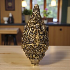Vintage Ganesh Engraved Brass Shankh Decor Piece