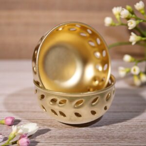 Golden Perforated Decorative Bowls (Set of 2)