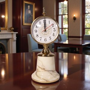 Vintage Marble-Base Table Clock – Gold Accent Classic Decor