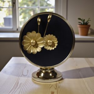 Elegant Golden Floral Table Accent – Black & Gold Decor Piece