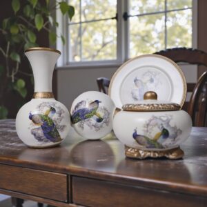 Peacock Elegance Premium Ceramic Decor Set