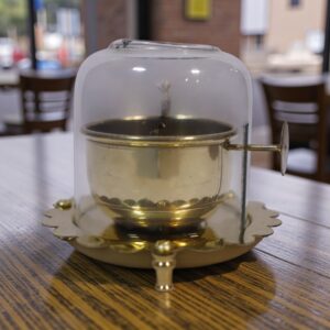 Brass Wick Diya with Glass Cover