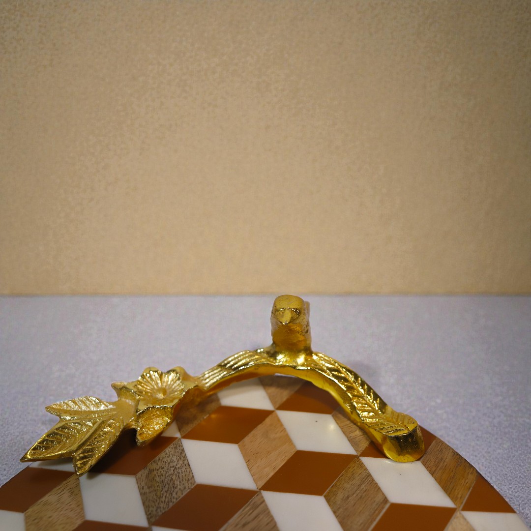 Golden Bird-Handle Mosaic Serving Tray - Image 3