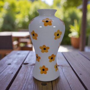 BloomAura Hand-Painted Floral Vase
