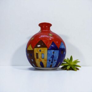 Starry Village Round Hand-Painted Vase