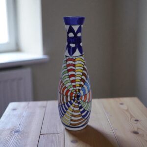 Chromatic Spiral Tall Hand-Painted Art Vase