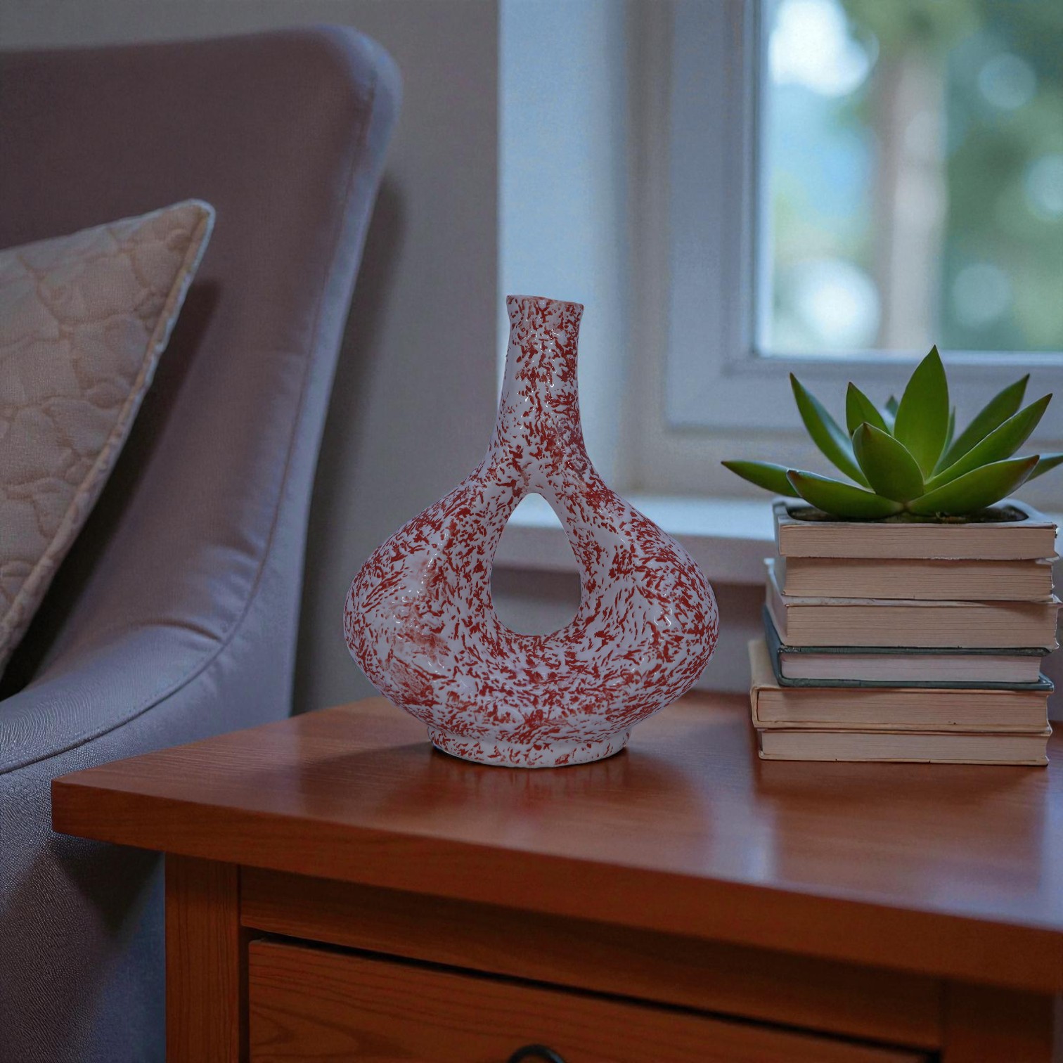 AetherLoop Sculptural Textured Ceramic Vase - Image 3