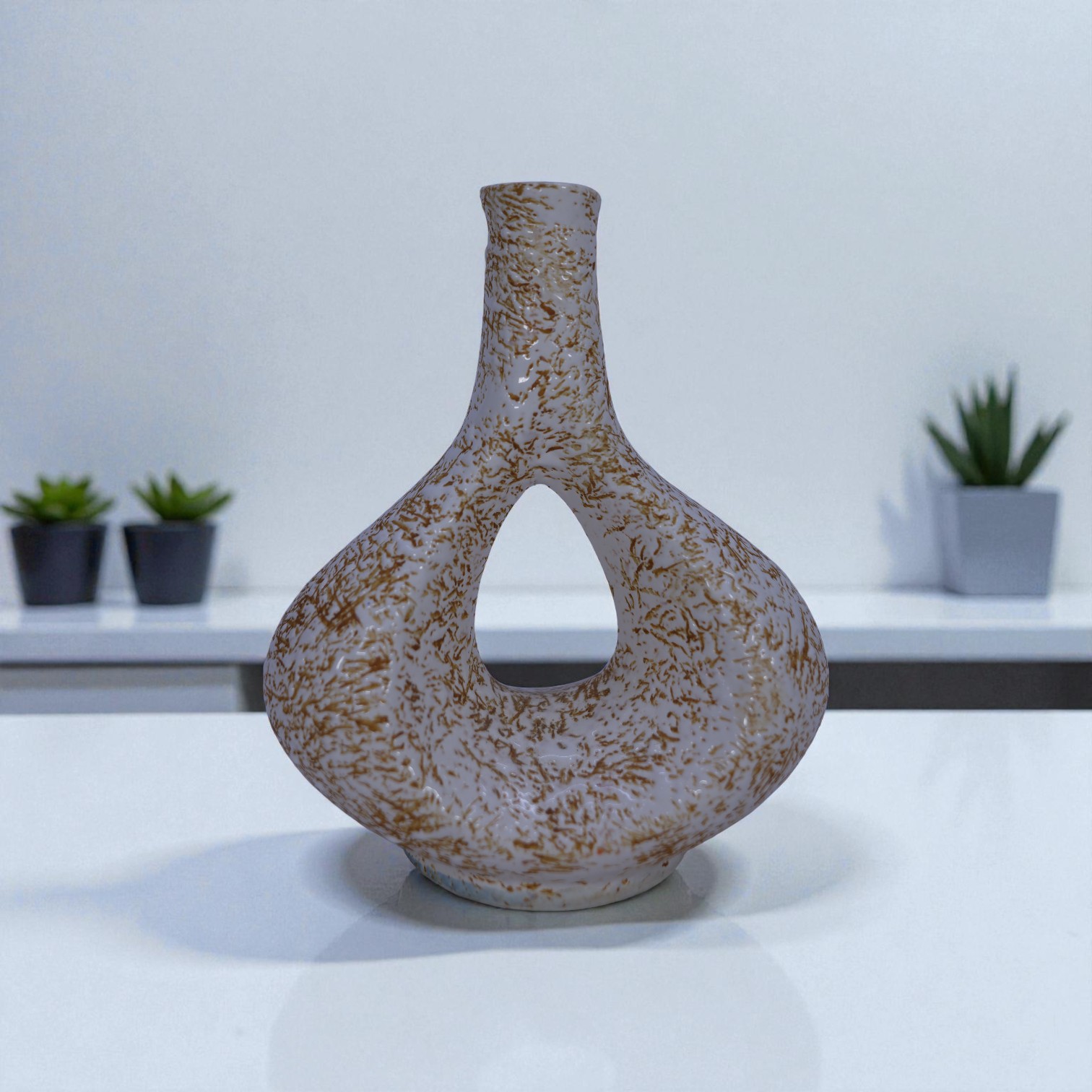 AetherLoop Sculptural Textured Ceramic Vase