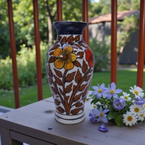 Vintage Flora Hand-Painted Ceramic Vase