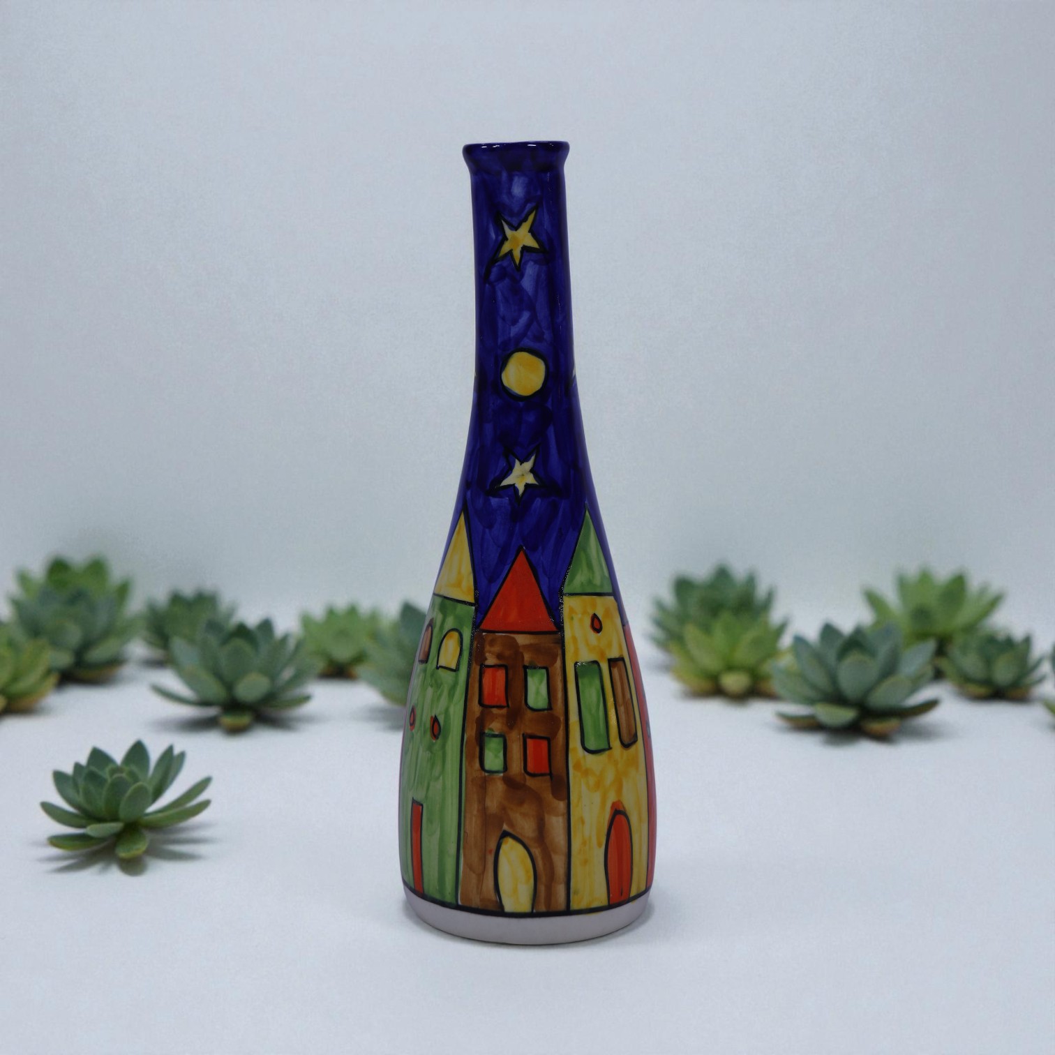 Enchanted Nightfall Slim Hand-Painted Vase