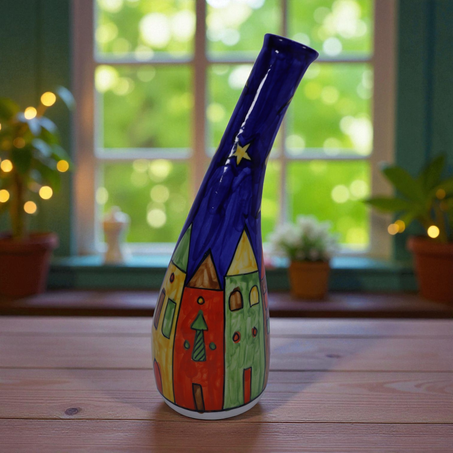 Enchanted Nightfall Slim Hand-Painted Vase - Image 3