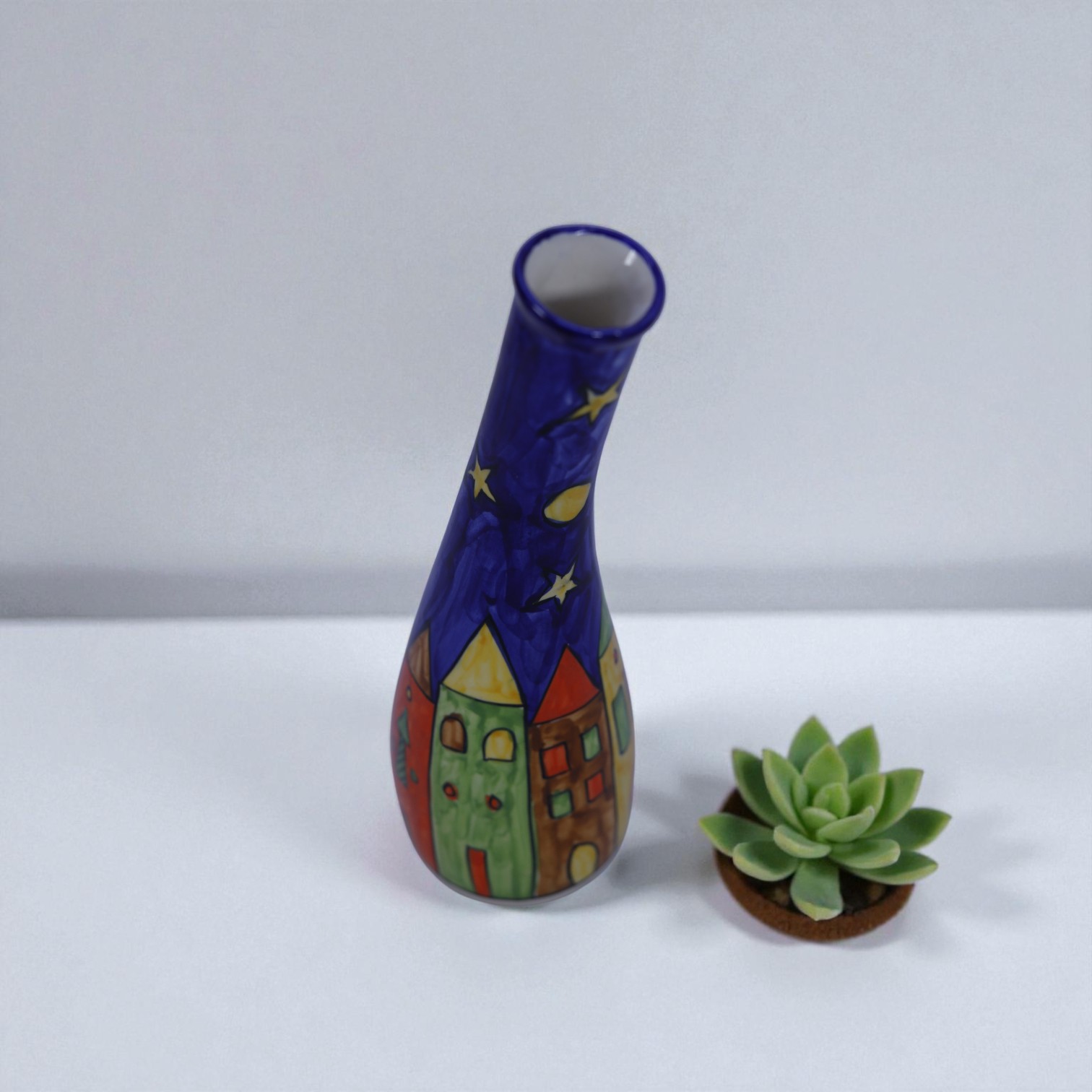 Enchanted Nightfall Slim Hand-Painted Vase - Image 2