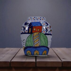 Whimsy Cottage Hand-Painted Artisan Ceramic Vase