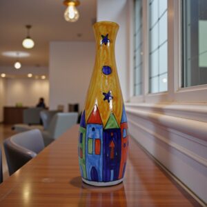 Aurora Skyline Hand-Painted Tall Art Vase