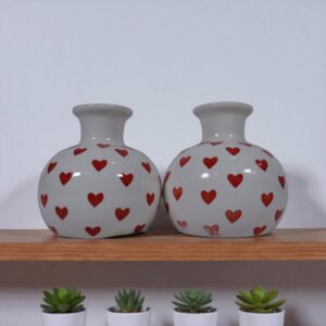 Romantic Heart Mini Vase – Hand-Painted Ceramic Decor Accent